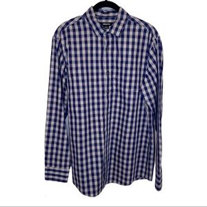 Men's Blue Plaid Claiborne Button Down Shirt